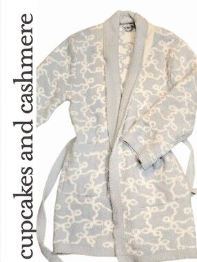 Cupcakes & Cashmere Cozy Shawl Robe - Light Blue/Cream